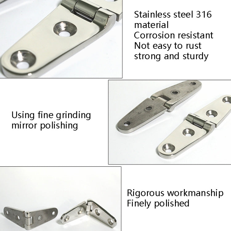 Four-Hole Stainless Steel Hinge 316 Flat Open Bearing Hinge, Specification: 103 x 27mm by buy2fix