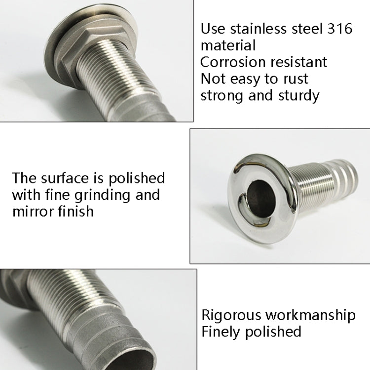 316 Stainless Steel Drain Pipe Tube Marine Drain Joint Fitting For Boat Yacht, Specification: 1-1/2inch by buy2fix