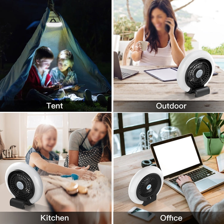 TW-8003 Outdoor Camping Light Rechargeable Camping Portable Fan(Black) by buy2fix