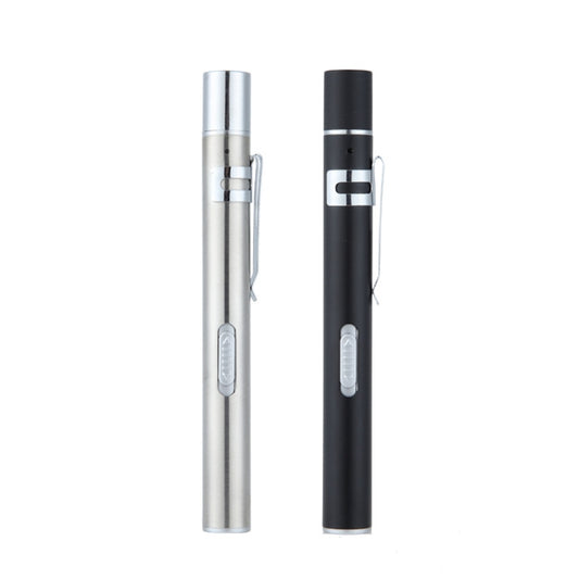 Flashlight Pupil Pen Light Yellow White Dual Light Source Dental Light LED Stainless Steel Morning Inspection Light(Black) by buy2fix