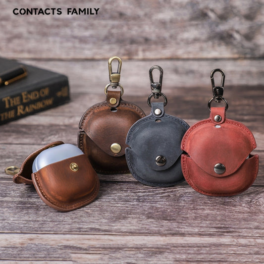 CONTACTS FAMILY CF1119 Pro For Galaxy Buds Pro Crazy Horse Texture Clamshell Earphone Protective Leather Case with Hook(Red Wine) by CONTACTS FAMILY