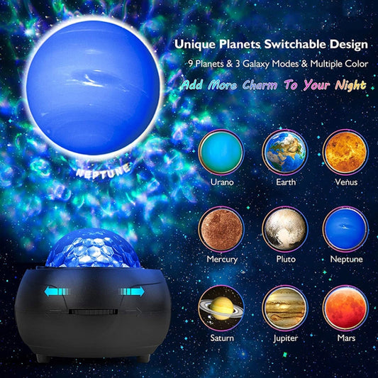 DQ-M3 LED Rotating Starry Sky Light Bluetooth Music Planets Ocean Projector Support TF Card,Style: USB Powered(Black) by buy2fix