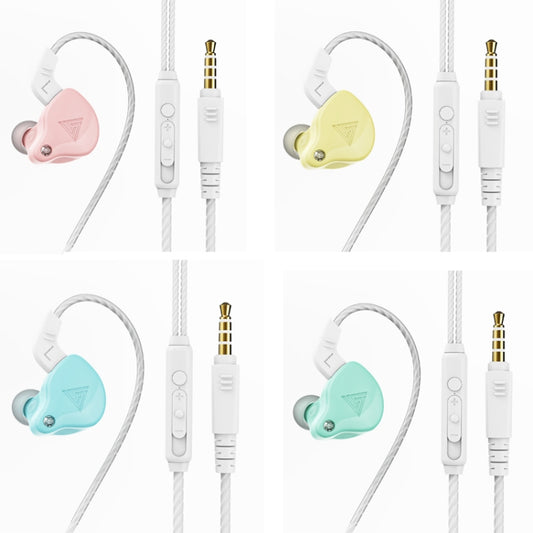 QKZ AK6 2 PCS In-Ear 3.5mm Wired Subwoofer Sports Earphones(AK6-X Glass Blue with Mic) - In Ear Wired Earphone by QKZ | Online Shopping UK | buy2fix