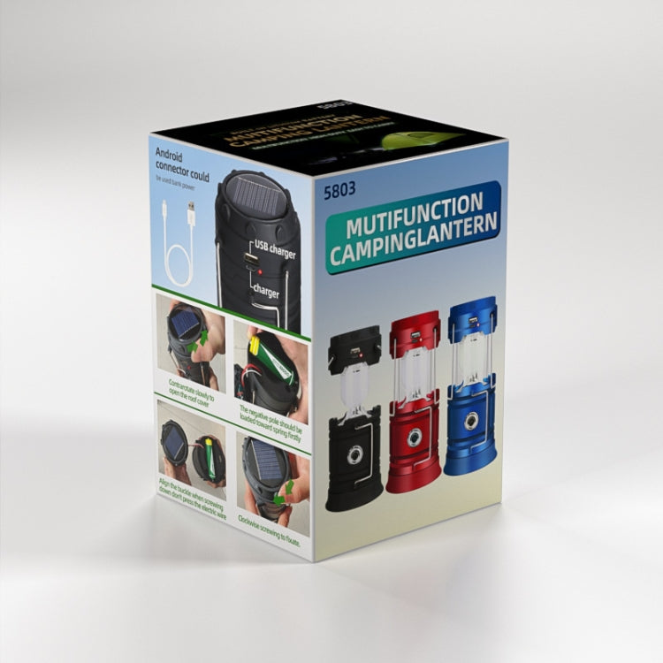 5803 Solar Camping Lamp Outdoor LED Emergency Portable Light Support USB Output(Blue) by buy2fix