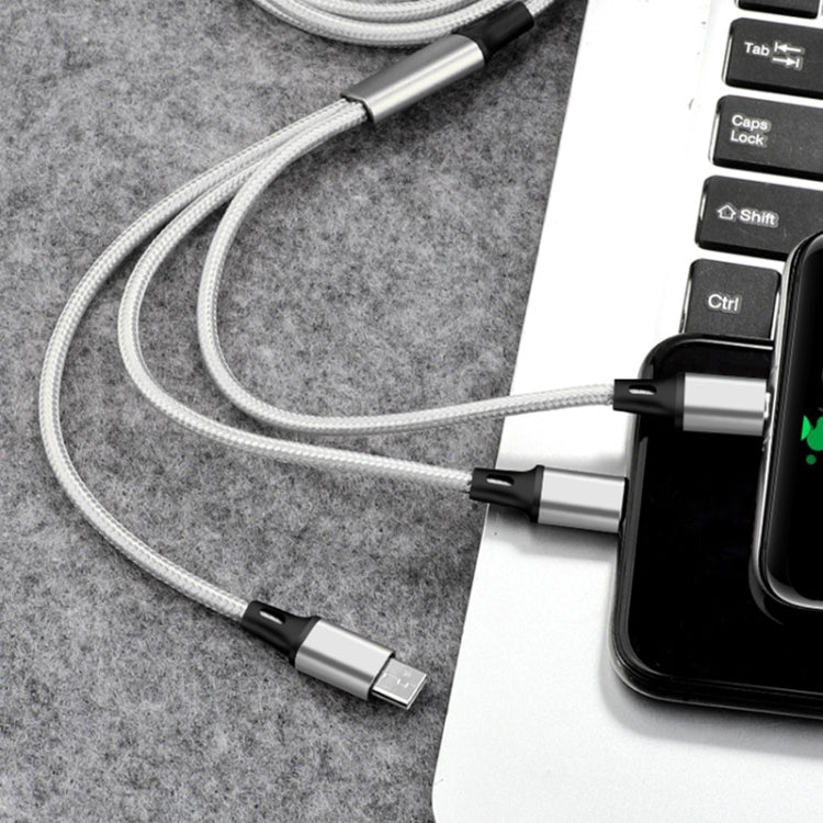 2 PCS ZZ034 USB To 8 Pin + USB-C / Type-C + Micro USB 3 In 1 Fast Charging Cable, Style: Mini-Blue by buy2fix