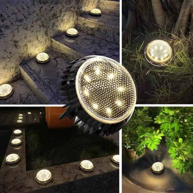 8 LEDs Solar Circular Underground Light Outdoor Waterproof Lawn Stair Light, Light Color: White Light by buy2fix