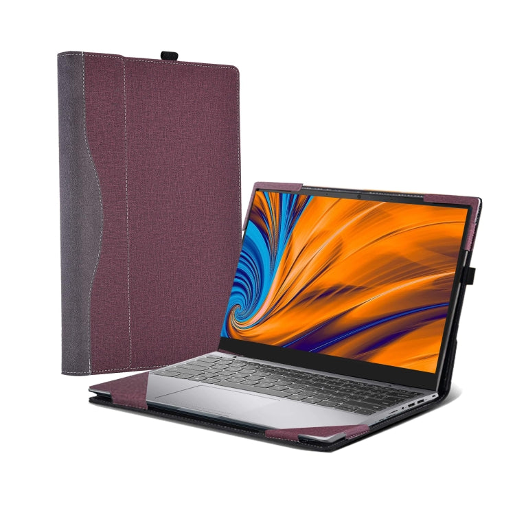 For Samsung Galaxy Book 4 Pro 14 Inch Leather Laptop Anti-Fall Protective Case(Wine Red) by buy2fix