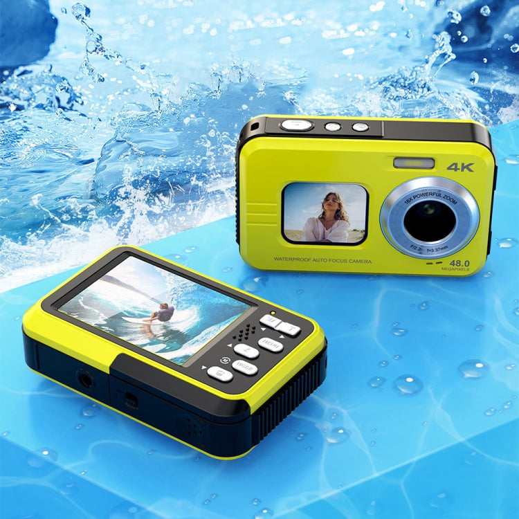 WDC901 3.5m Waterproof 48MP HD Dual Screen Outdoor Sports Digital Camera US Plug(Yellow) by buy2fix