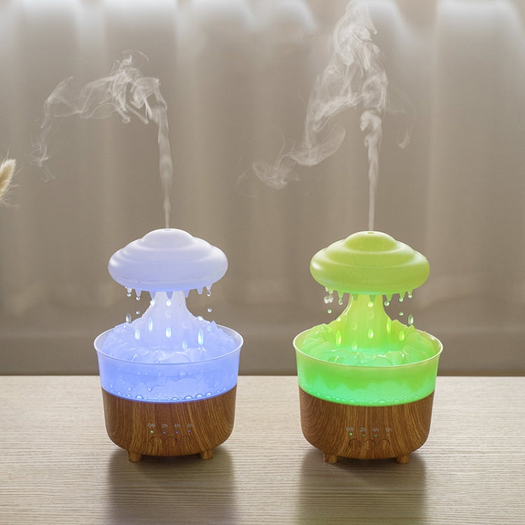 V50 Desktop Colorful Night Light Humidifier Wood Grain Water Drop Aroma Diffuser, Spec: US Plug(White) by buy2fix
