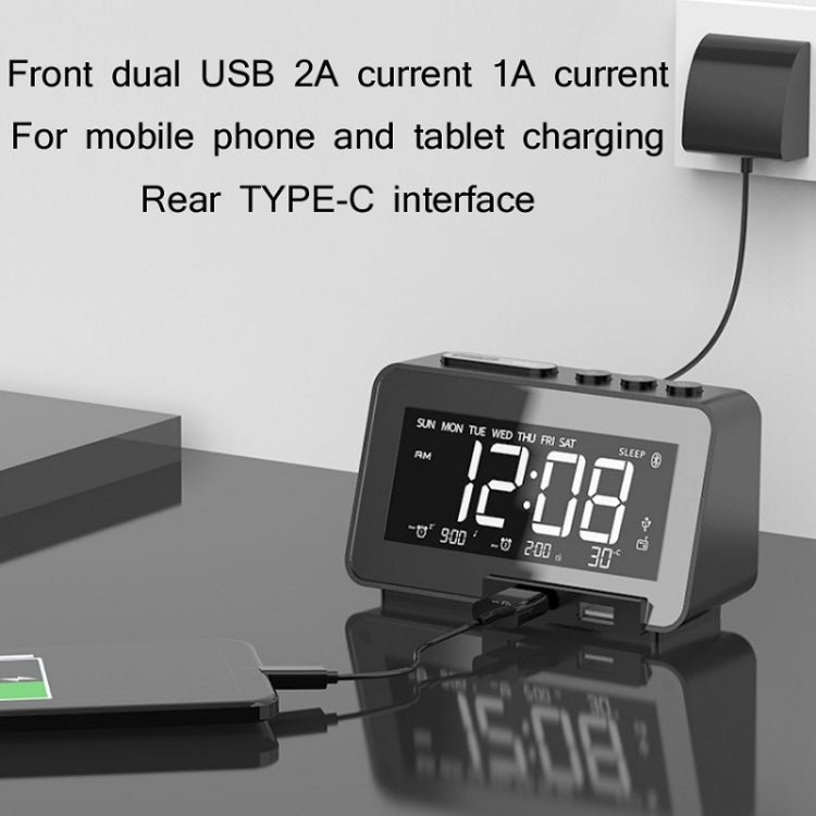 K5 Wireless Bluetooth Speaker Desktop Alarm Clock Radio, Specification: US Plug(Black) by buy2fix