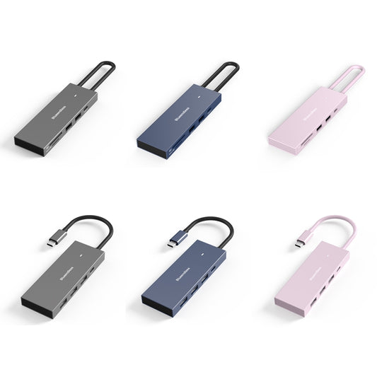 Blueendless 4K60Hz + Data Port Type-C Docking Station USB3.0 Splitter, Spec: 6-in-1 Pink by Blueendless