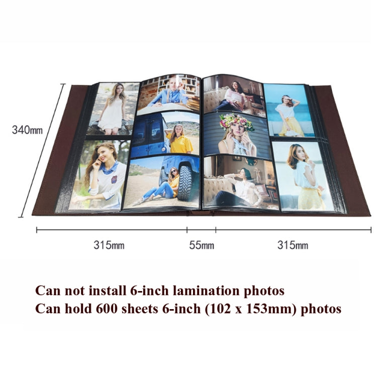 6 Inch 600 Sheets Leather Cover Photo Album Family Photo Album Storage Book(Black) by buy2fix