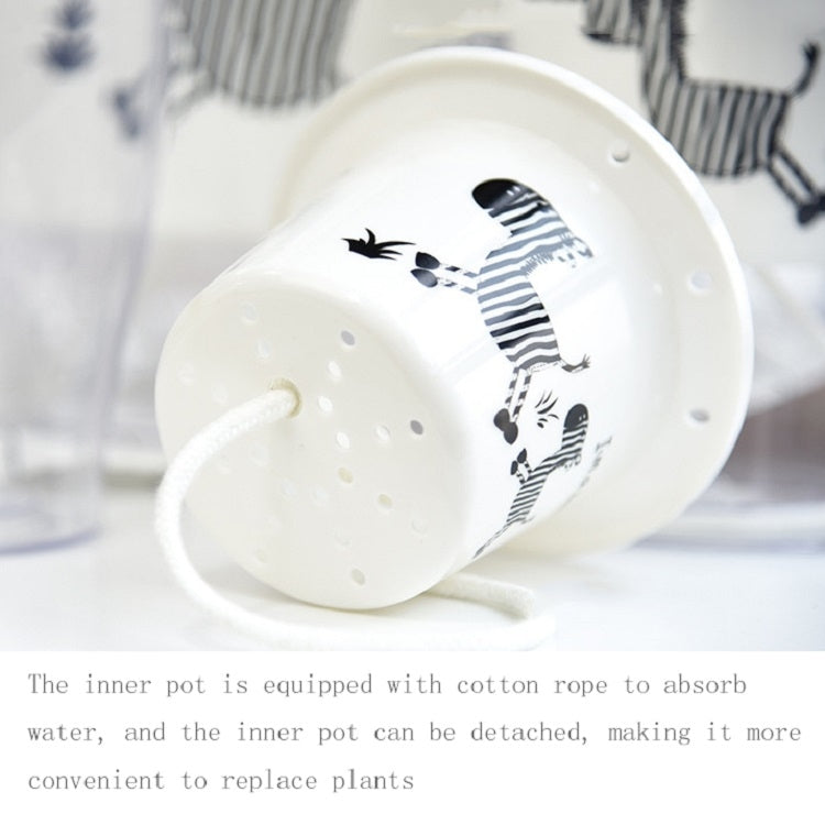 Fully Transparent Hydroponic Flower Pots Water Level Visible Non-Broken Glue Self-Absorbent Plastic Flower Pots, Size: W09 Caliber 17.5cm(Full Transparent Zebra Pattern) by buy2fix