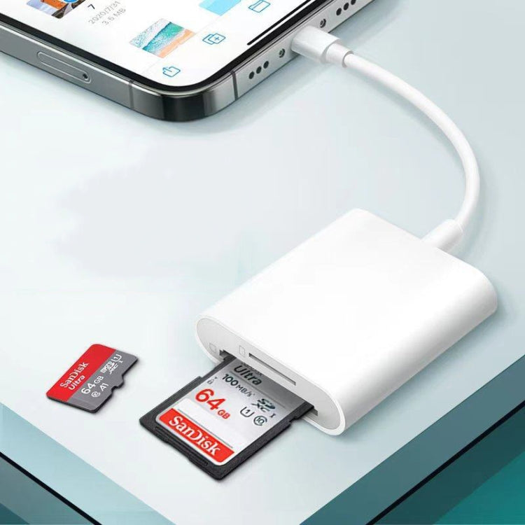 8 Pin to SD + TF Card Reader 2 in 1 Adapter For iPhone / iPad, Cable Length: 9.7cm(Double Slots) - by buy2fix | Online Shopping UK | buy2fix