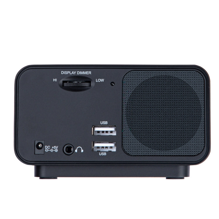 LED Digital Bedroom Alarm Clock With USB Charging Port Clock Radio Temperature Electronic Platform Clock, Specification: UK Plug(Black) by buy2fix