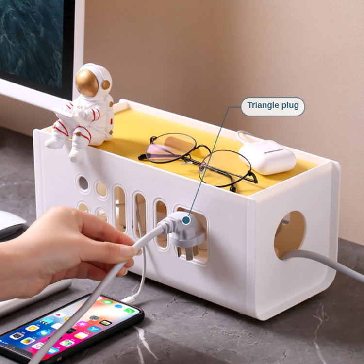 XM009 Plastic Plug-In Electric Wire Storage Box Power Board Wire Clip Box Charger Storage Finishing Box(Yellow+White Cover) by buy2fix