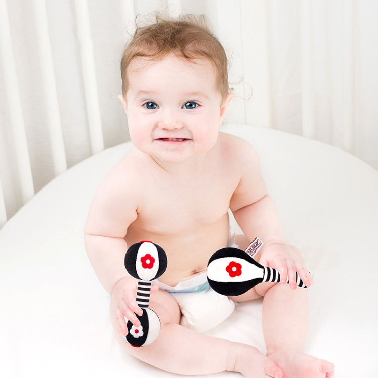 TOLOLO 1 Pair Baby Vision Training Early Educational Toy Newborn Chasing Black And White Sand Hammer Dumbbell Baby Rattle( T168263-2) by buy2fix