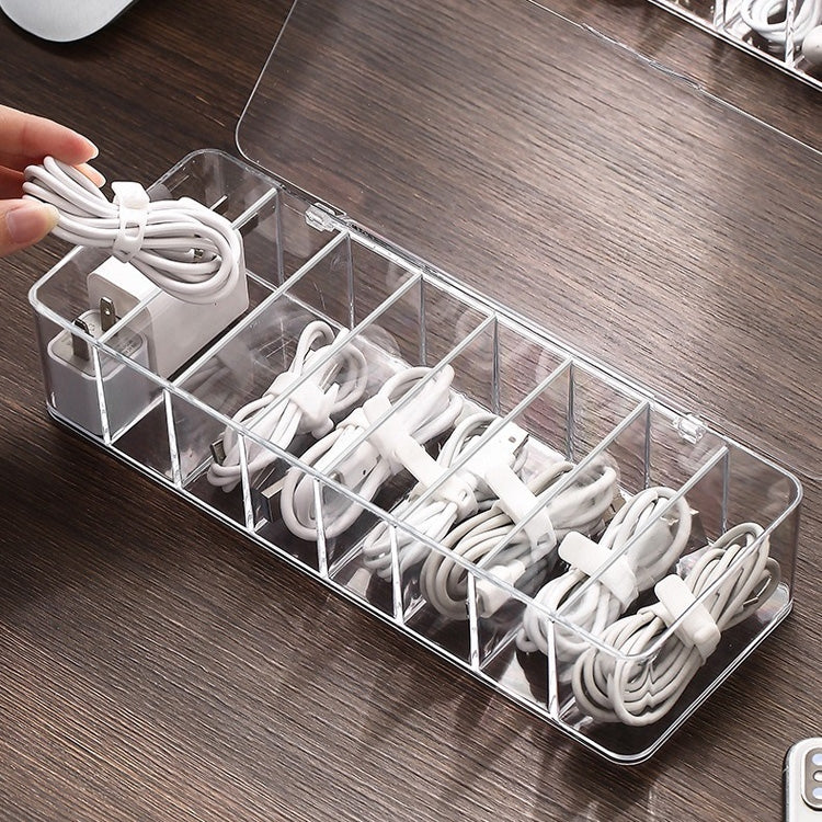 Dust Storage Line Box Hub Finishing Box Desktop Data Cable Storage Box, Specification: 8 Grid Increase With Cover by buy2fix