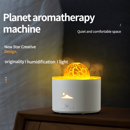 HX-130 Colorful Night Light Planet Desktop Flame Aromatherapy Humidifier, Spec: EU Plug(White) by buy2fix