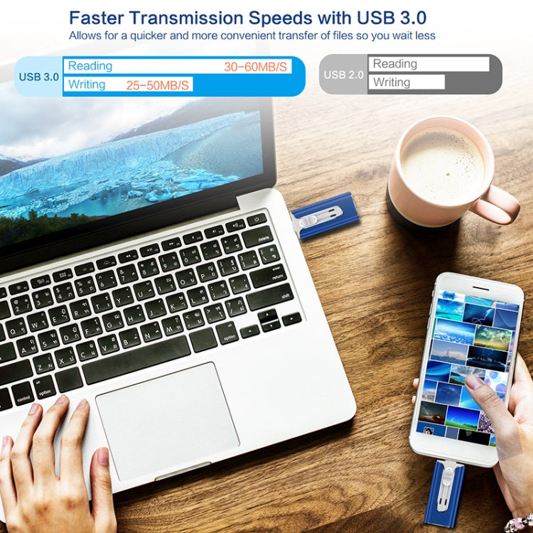 128GB Micro USB + 8 Pin + USB 2.0 3 in 1 Mobile Phone Computer U-Disk(Gold) by buy2fix