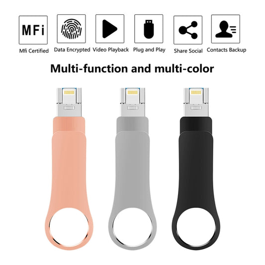 32GB USB 3.0 + 8 Pin + USB-C / Type-C 3 in 1 Mobile Computer Metal U-Disk(Silver) by buy2fix
