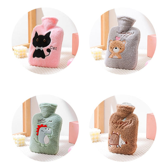 Hot Compress Stomach Hot Water Bottle Flannel Cover Cartoon Hand Warmer(Pink) by buy2fix