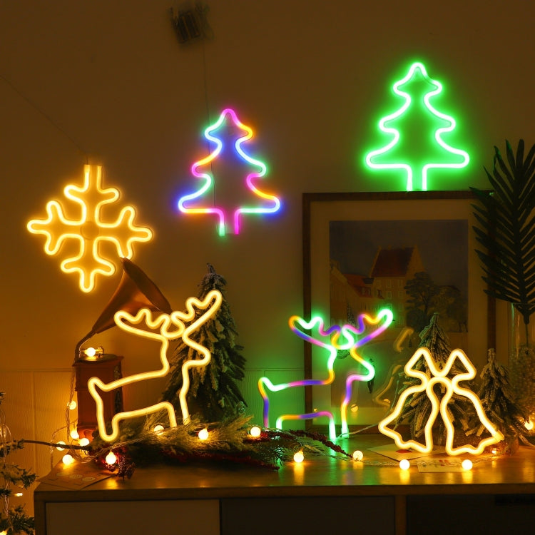 Christmas Decoration Neon Lights Wall-Mounted Ornaments, Spec: Snowflake-Warm Light by buy2fix