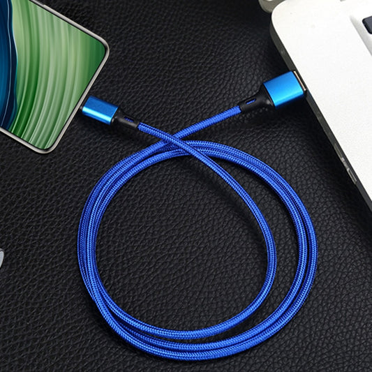 4 PCS 2.4A USB-C / Type-C to USB Braided Fast Charging Sync Data Cable, Length: 1m (Blue) by buy2fix