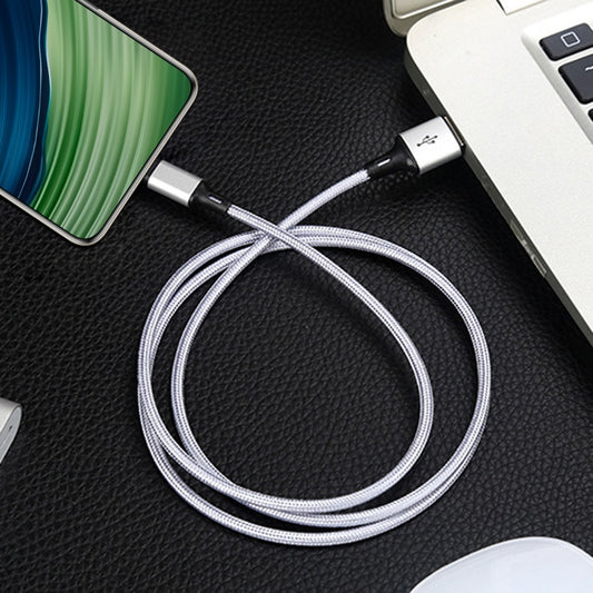 4 PCS 2.4A USB-C / Type-C to USB Braided Fast Charging Sync Data Cable, Length: 1.5m (Silver) by buy2fix