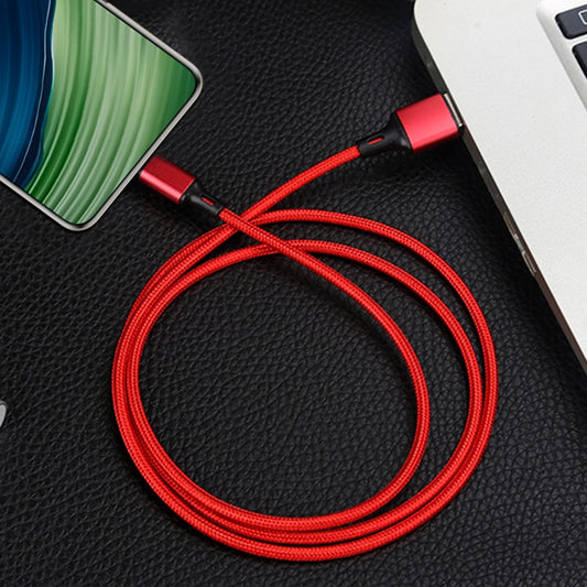 4 PCS 2.4A USB-C / Type-C to USB Braided Fast Charging Sync Data Cable, Length: 2m (Red) by buy2fix