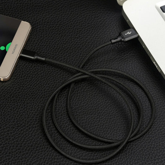 4 PCS 2.4A USB-C / Type-C to USB Braided Fast Charging Sync Data Cable, Length: 2m (Black) by buy2fix