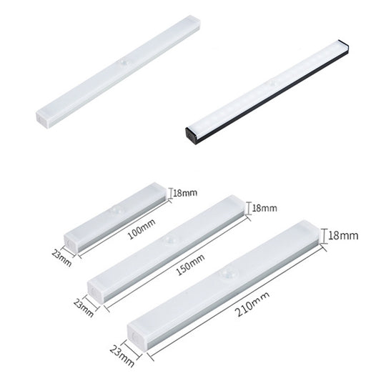 LED Human Body Induction Lamp Long Strip Charging Cabinet Lamp Strip, Size: 10cm(Silver and Warm Light) by buy2fix