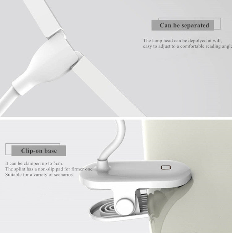 TD5 Double Lamp Head USB Desktop Clip Table Lamp,Style: Rechargeable Version (Pink) by buy2fix