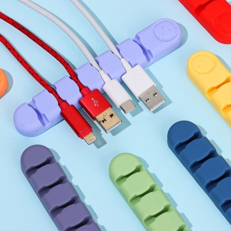 6 Holes Bear Silicone Desktop Data Cable Organizing And Fixing Device(Sand Pink) by buy2fix