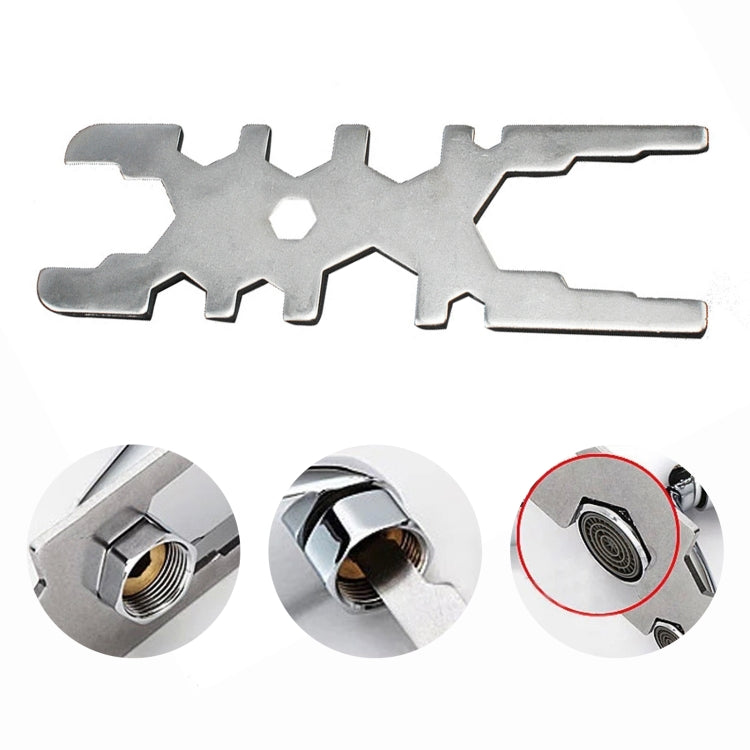 H-Type Multifunctional Socket Bathroom Install Faucet Wrench(Silver) by buy2fix