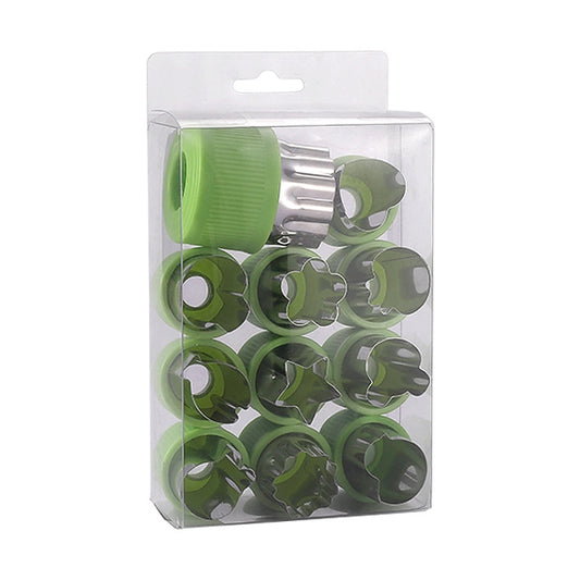 0-98 12 in 1 Kitchen Stainless Steel Flower Cutter(Green) by buy2fix