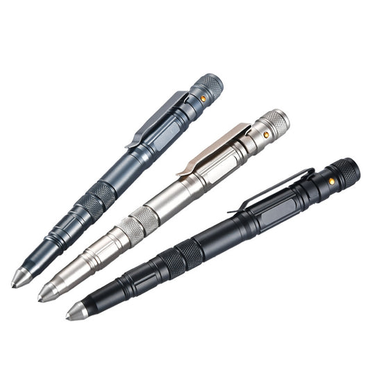 P08 Outdoor LED With Flashing Tungsten Steel Window Breaking Self-Defense Pen(Black) by buy2fix