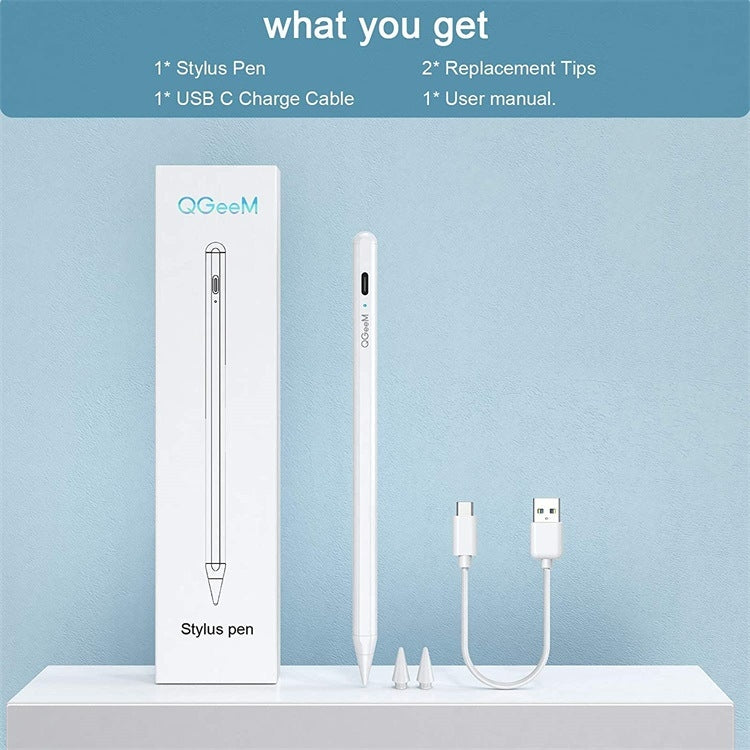 QGeeM ID706 Anti-mistouch Rechargeable Active Stylus for iPad(White) by QGeeM