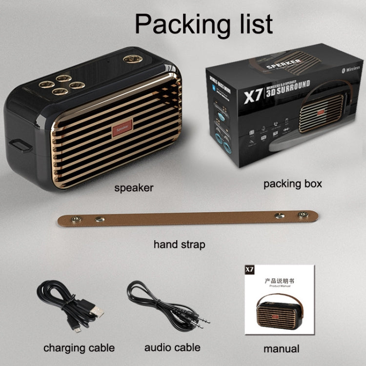 X7 Outdoor Portable Dual Speaker Wireless Bluetooth Retro Portable Speaker(Black) by buy2fix
