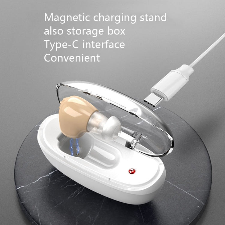 Elderly Sound Amplifier Portable Ear Canal Rechargeable Hearing Aid, Specification: US Plug(Skin Color) by buy2fix