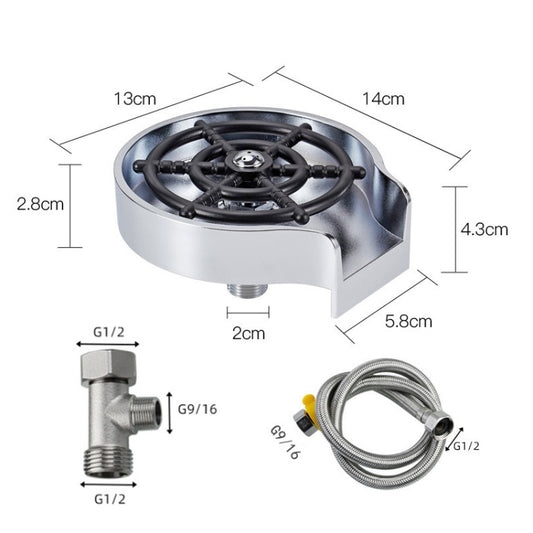 Automatic Faucet High Pressure Spray Washer, Style: Silver+Soft Hose+G9/16 Three-way by buy2fix