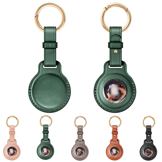 First Layer Cowhide Tracker Cover Pet Child Anti-lost Device Case for AirTag(Green) - Pet Series by buy2fix | Online Shopping UK | buy2fix