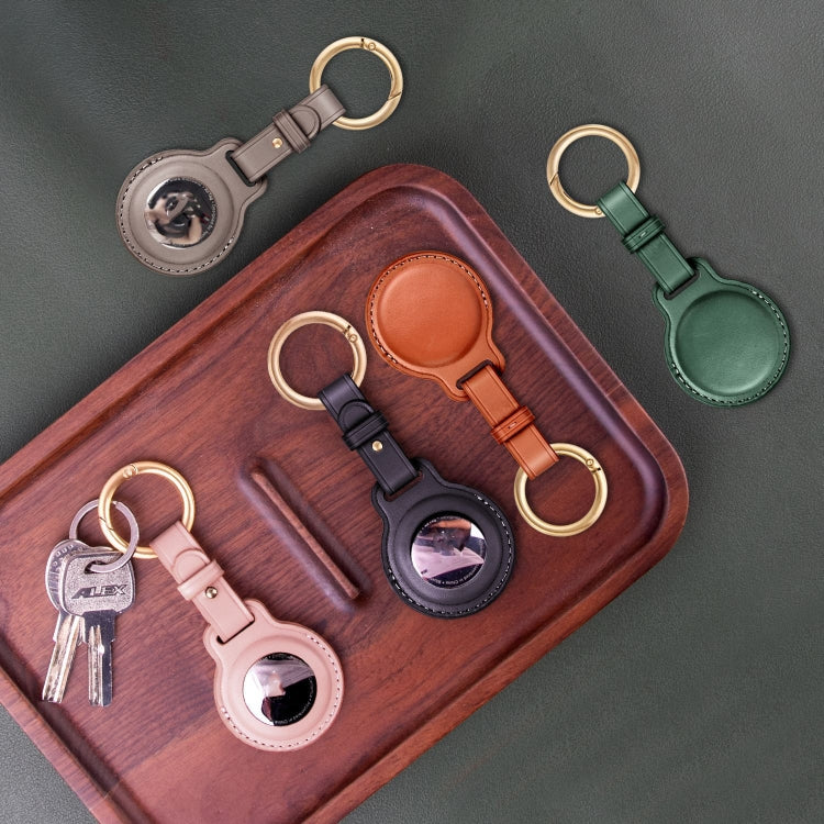 First Layer Cowhide Tracker Cover Pet Child Anti-lost Device Case for AirTag(Green) - Pet Series by buy2fix | Online Shopping UK | buy2fix