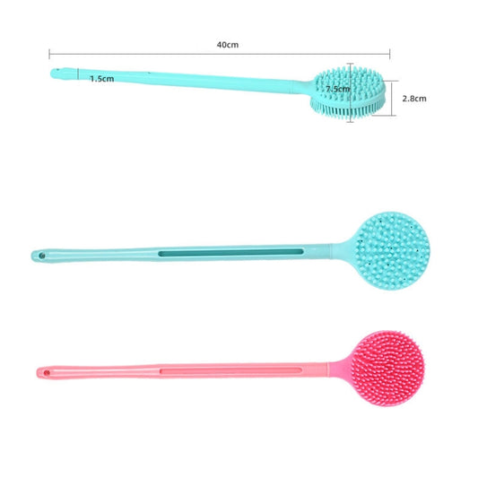 Silicone Massage Long Handle Double Sided Bath Brush(Blue) by buy2fix