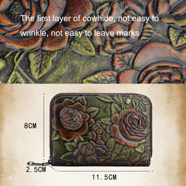 Zip Multi-card Hand-painted Organ Leather Card Holder(Silver) by buy2fix