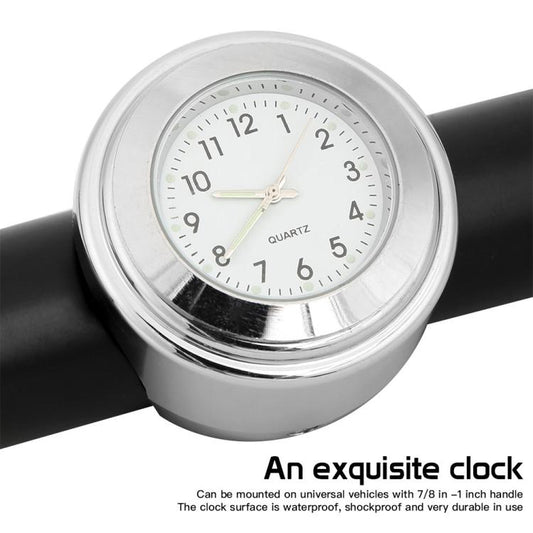 Aluminum Alloy Plating Motorcycle Handlebar Clock(Black Shell Black Background) by buy2fix