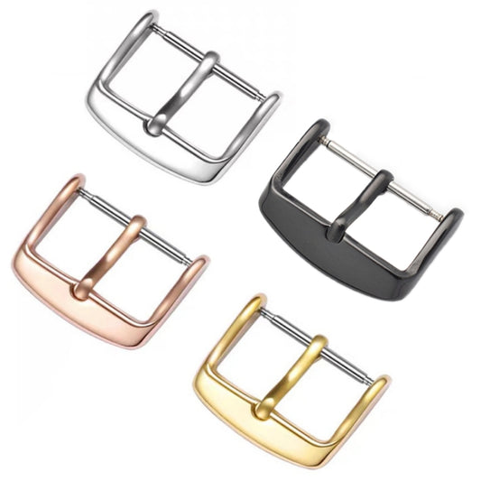 5pcs IP Plated Stainless Steel Pin Buckle Watch Accessories, Color: Black 18mm - Watch Parts & Tools by buy2fix | Online Shopping UK | buy2fix