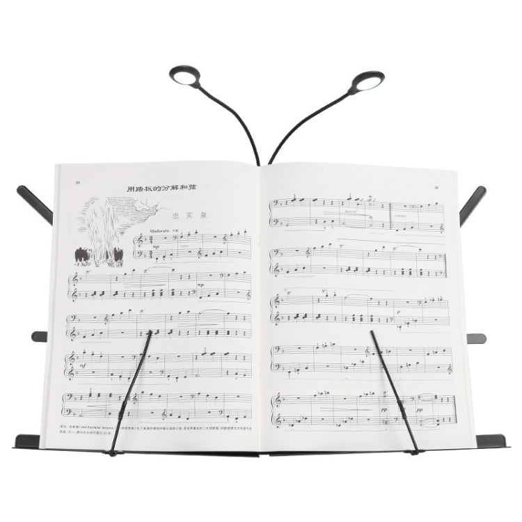 GQ011001 Double-pole 8LED Lamp Bead Music Stand Light(Battery Model+USB) by buy2fix