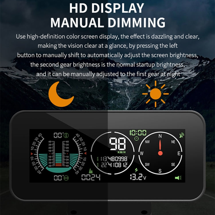 Car HUD Level Slope GPS Compass Altitude Display(M60) - Head Up Display System by buy2fix | Online Shopping UK | buy2fix
