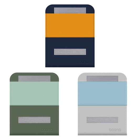 Baona BN-Q009 Small Leather Mouse Charger Storage Bag(Silver+Blue) by Baona